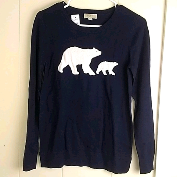 LOFT Tops - Loft Polar Bears Sweater Navy Blue NWT Size S